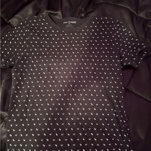 True Religion Black T-Shirt with White Pattern